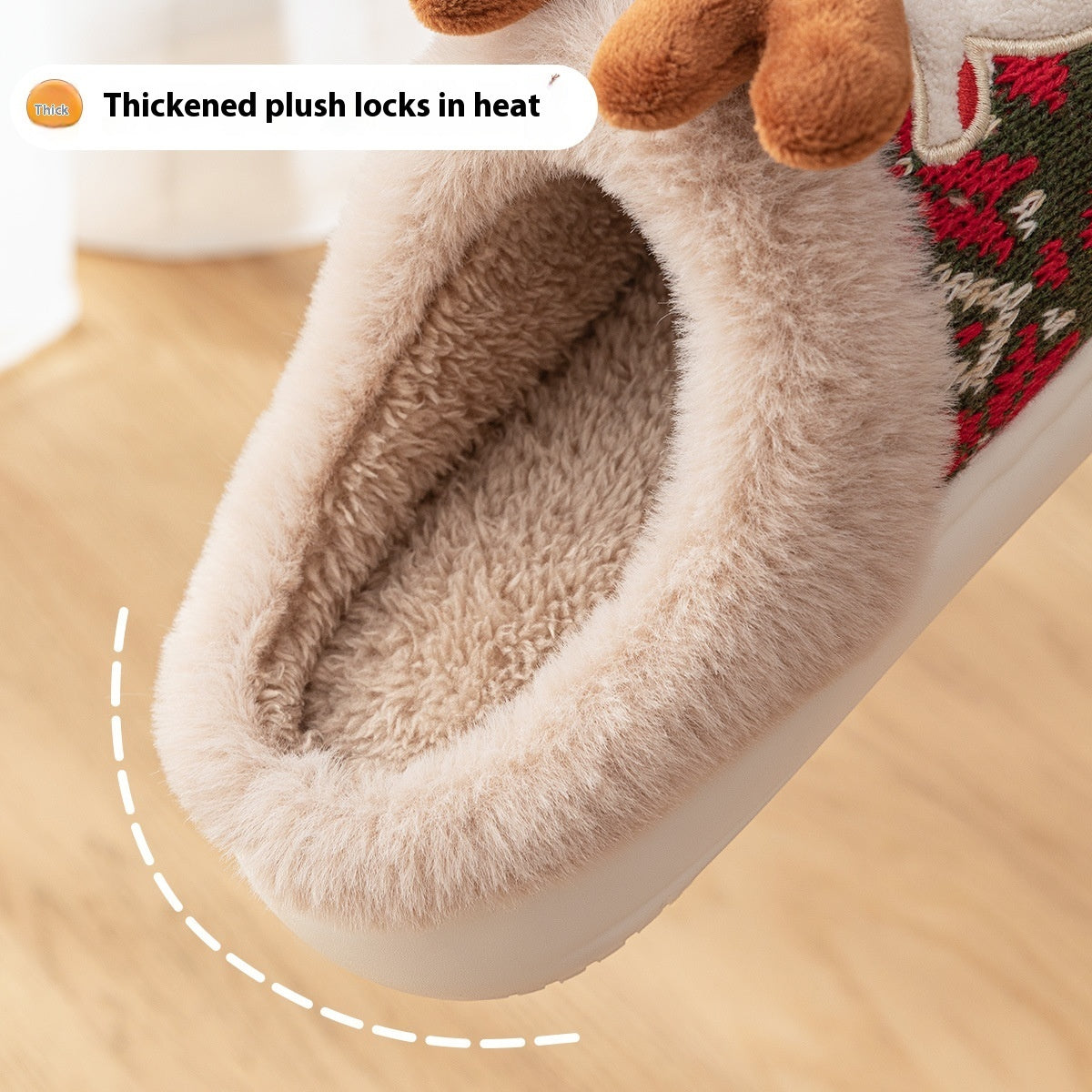 Cute Christmas Elk Plush Slippers Winter